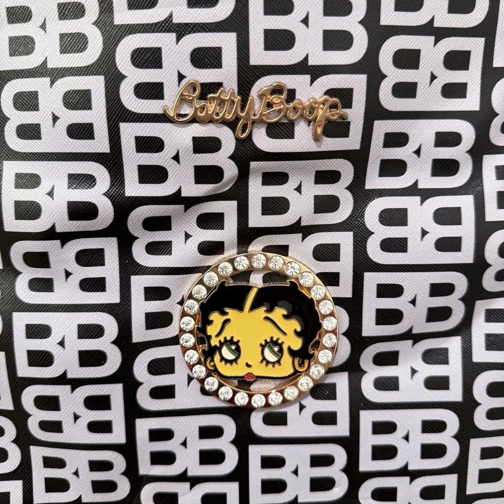 Vintage Y2K Betty Boop Embezzled Rhinestones Grunge Punk Black Monogram Purse